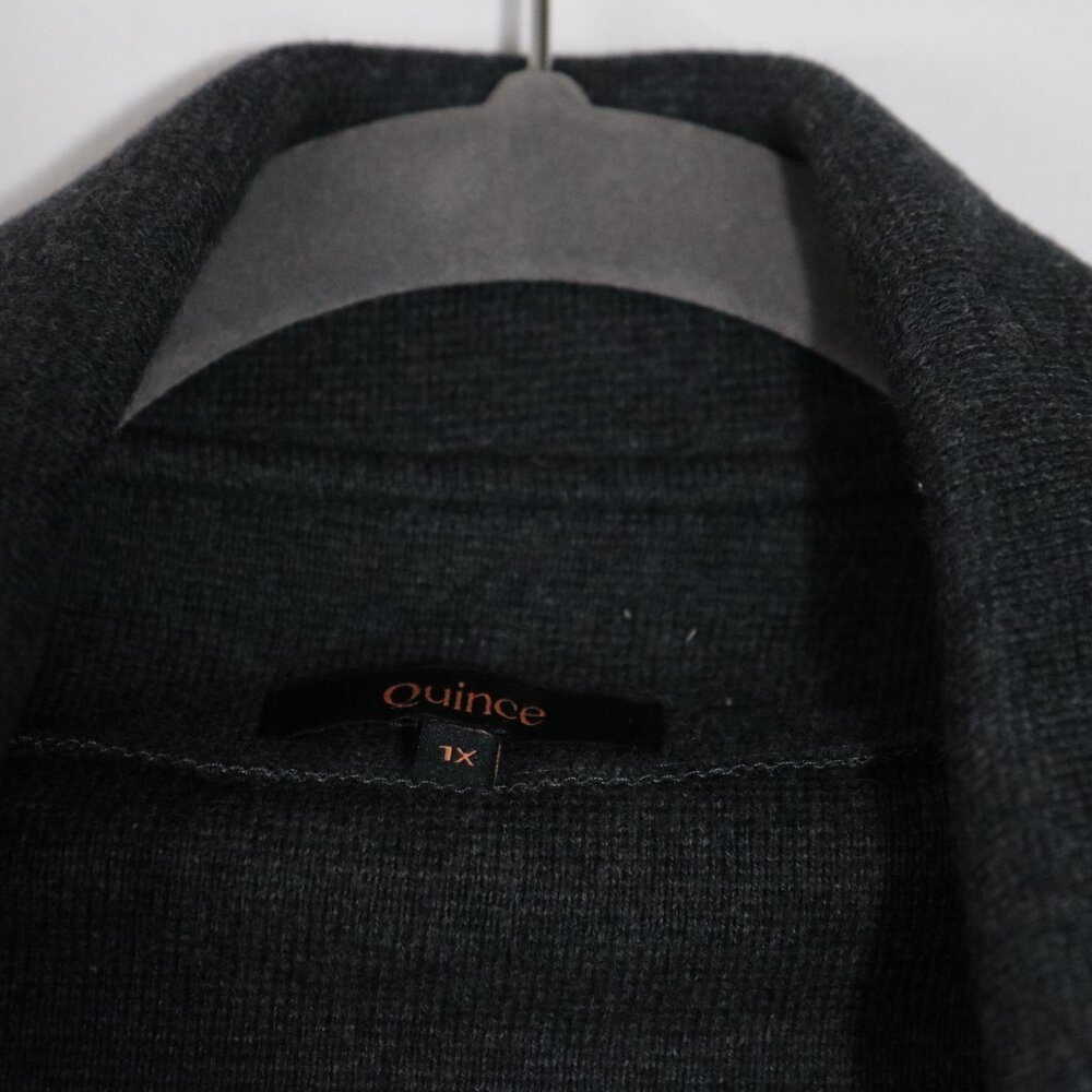 Quince 100% Organic Cotton Knit Blazer Women 1X Charcoal Gray Minimalist Neutral - Picture 3 of 7